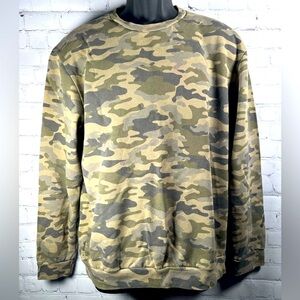 ZARA MAN Green Camo French Terry Pullover | Size L